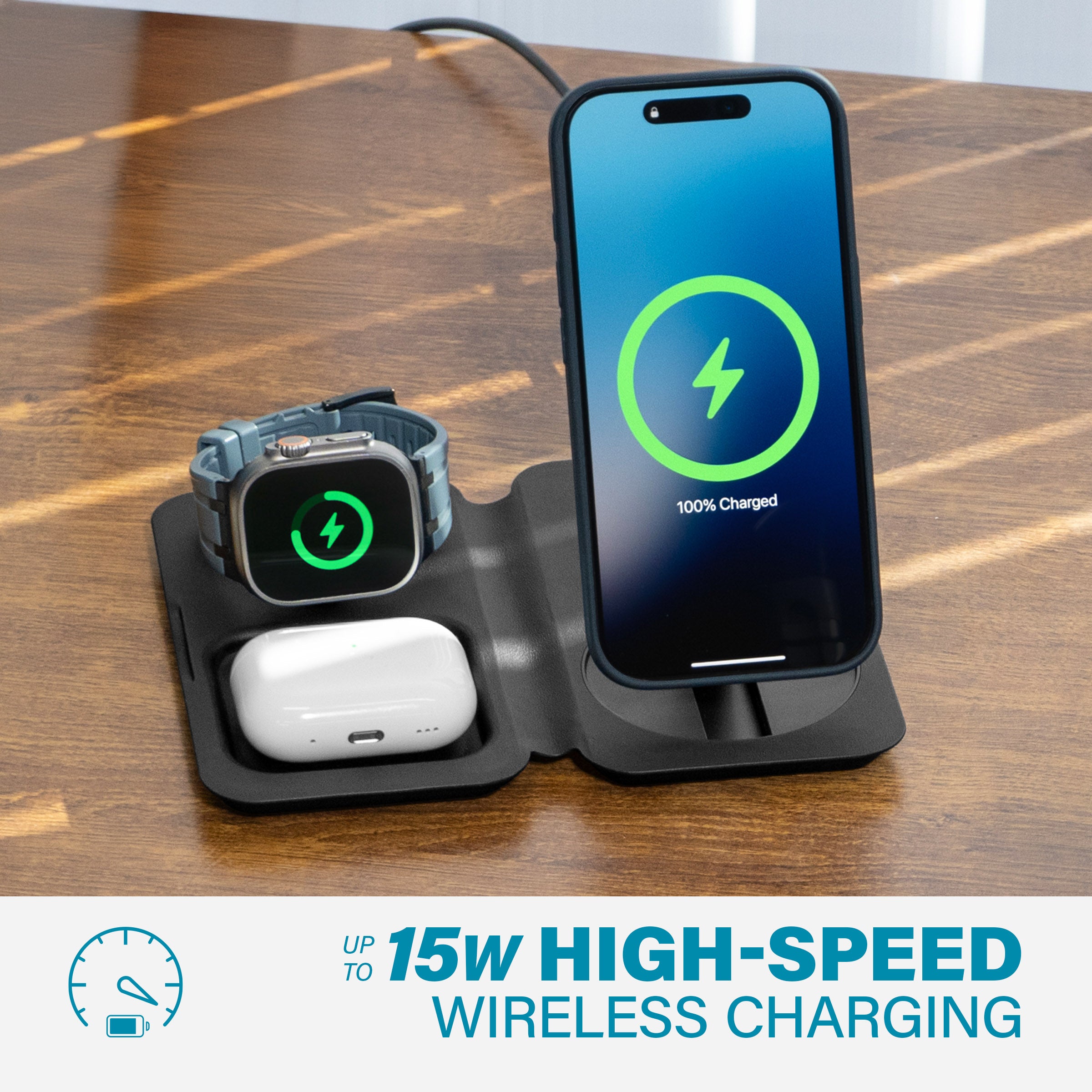 3-in-1 Wireless Travel Charger for Apple Devices | Nimble FOLD