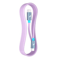 A lavender purple 
Ocean Amethyst braided USB-C to USB-C charging cable with metallic silver connector housings and light blue accent rings, shown on a plain white background.